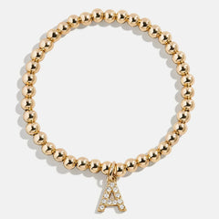 Gold/Pavé Dangle Charm Initial Pisa Bracelet - Gold/Pavé