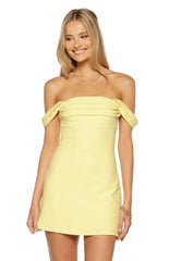 Zoella Yellow Off The Shoulder Crepe Mini Dress