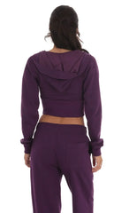 Cropped Pointed Hoodie in Purple