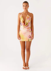 Bohemian Bliss Mesh Mini Dress - Sunburst Floral