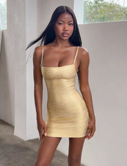 Midori Metallic Mini Bandage Dress - Gold
