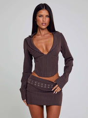 Kessia Mini Skirt Brown Pinstripe