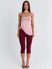 Lucylle Capri Jumpsuit Pink And Burgundy