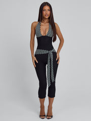 MALANI CAPRI JUMPSUIT BLACK STRIPE