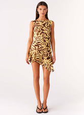 Maris Asymmetrical Mini Dress - Laguna Print