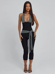 Lucy'S Malani Capri Jumpsuit Black Stripe