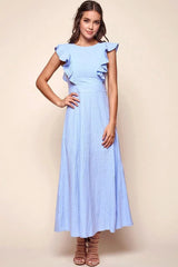 Kindall Classic Casual Dress Steel Blue