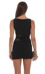 Lace Cutout Bodycon Dress in Black