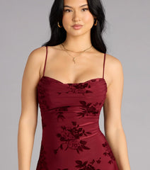 Velvet Bloom Cowl Mini Dress