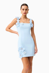 Chantelle Floral Mini Dress in Blue