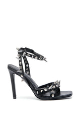 AZALEA WANG VASKO BLACK SPIKE EMBELLISHED SANDAL