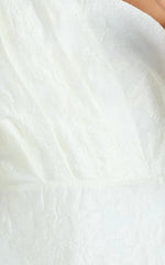 Nadette Midi Dress One Shoulder Pleated Tiered Dress in White