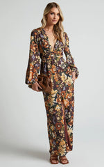 Lorelei Maxi Dress - V Neck Balloon Sleeve Dress in Indulgent Bloom