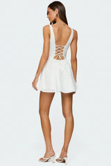 Reina Embroidered Cotton Mini Dress
