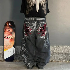 Vintage Wide Leg Baggy Jeans for Men: Y2K Hip Hop Street Style
