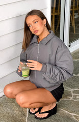 Benson Grey Puff Bomber Jacket