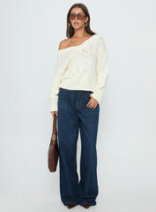 Talassa V Neck Knit Sweater White
