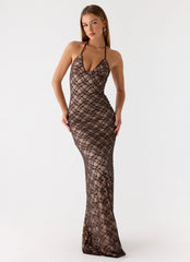 Zecca Lace Maxi Dress - Chocolate