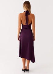 Casta Halterneck Midi Dress - Plum