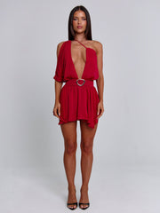 Erice Mini Dress Deep Red