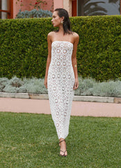 Kingsly Crochet Maxi Dress - White