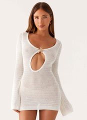 Ocean Drift Long Sleeve Mini Dress - Ivory