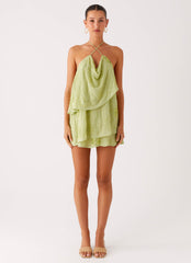 On The Go Beaded Mini Dress - Mint