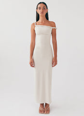 Arabella Twist Shoulder Maxi Dress - Beige