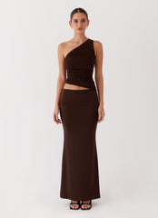 Seranella One Shoulder Maxi Dress - Chocolate