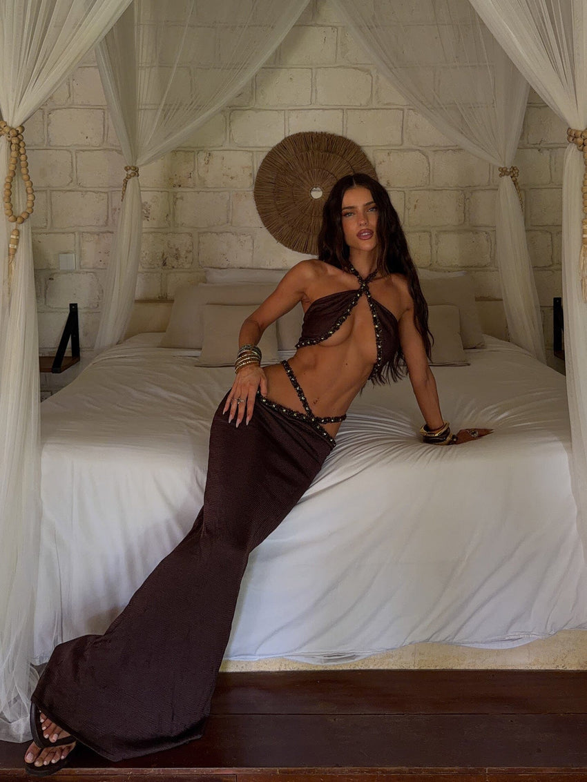 RAI MAXI SKIRT CHOCOLATE