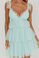 Sorbet Sky Tiered Tulle Mini Dress Mint