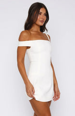 Private Planes Off Shoulder Mini Dress White