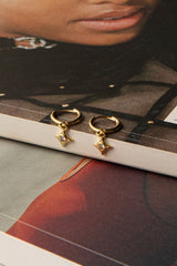 Lucida Drop Diamante Hoop Earrings Gold