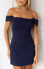 Zoella Navy Off The Shoulder Crepe Mini Dress