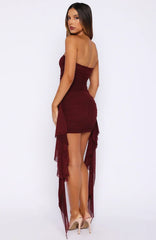 Valentine Muse Strapless Mini Dress Deep Burgundy
